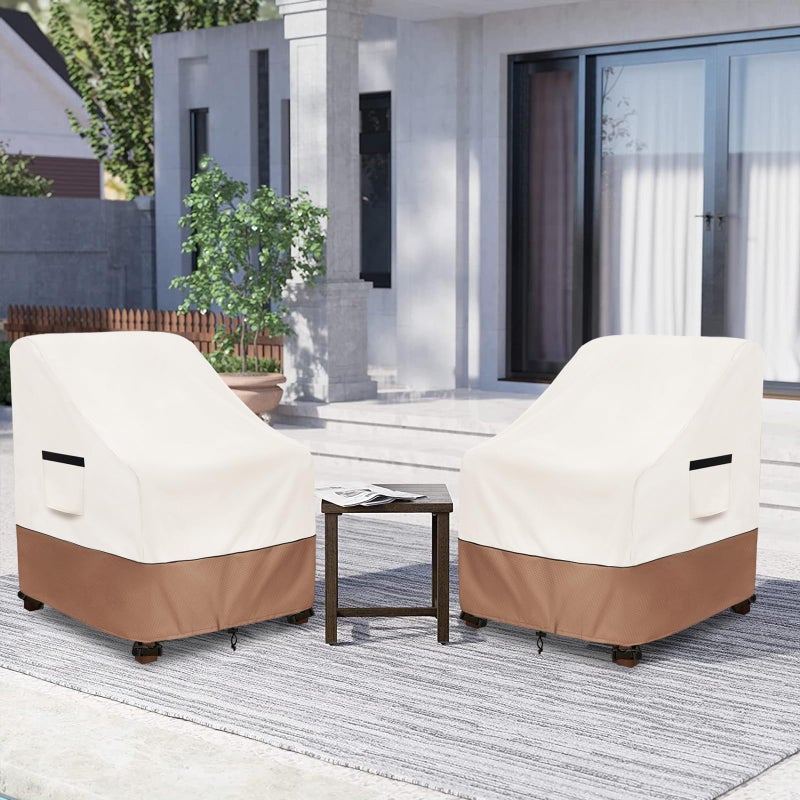 Krismile Patio Chair Covers Waterproof Outdoor Furniture Cover, All-Weather Protection Outdoor Lawn Patio Furniture Covers 2 Pack for 35"" W x 38"" D x 32"" H,Beige - Image 5